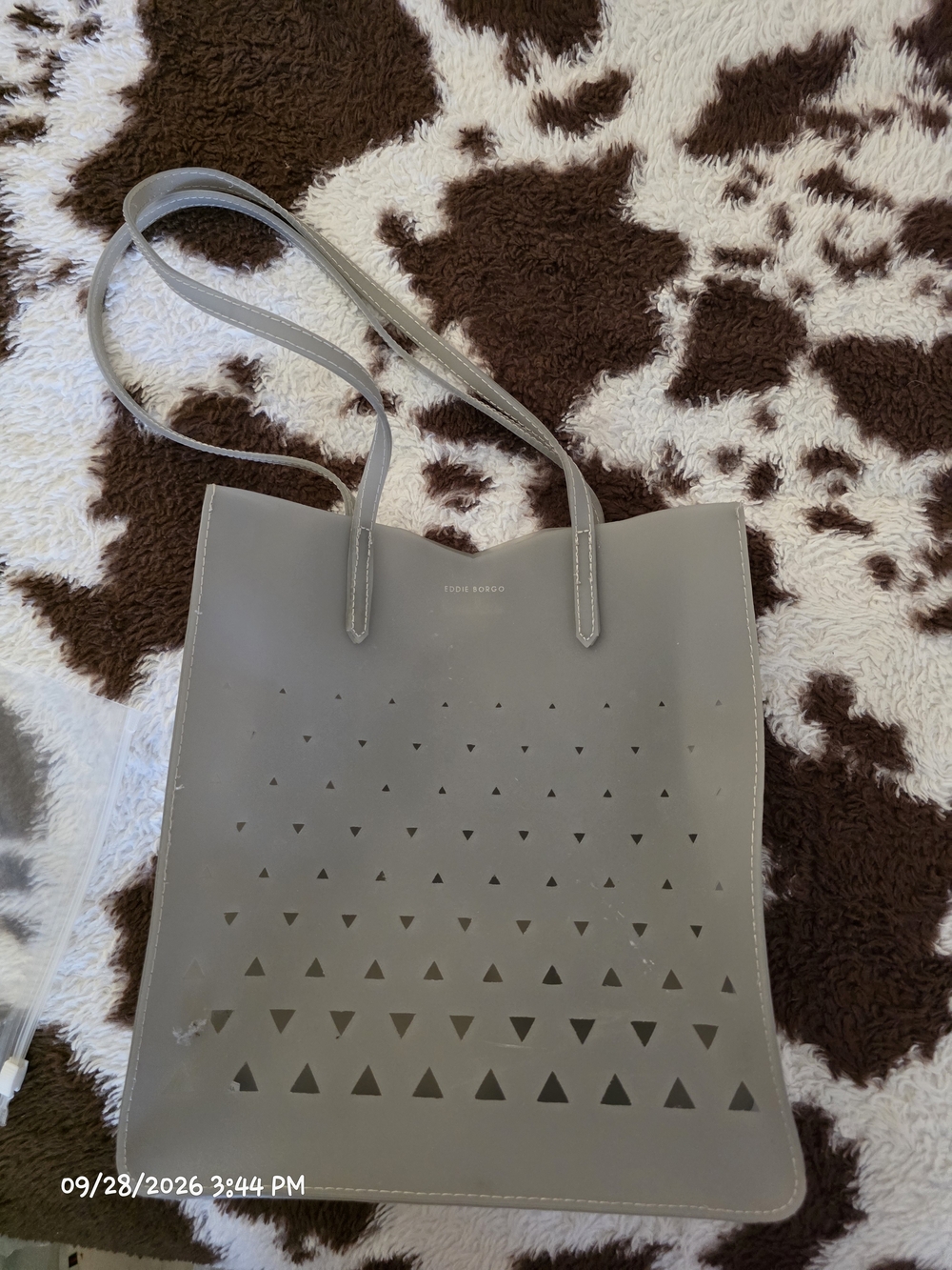 Neiman Marcus Gray Jelly Tote Bag Neiman Marcus Gray Tote with Triangle Cutouts